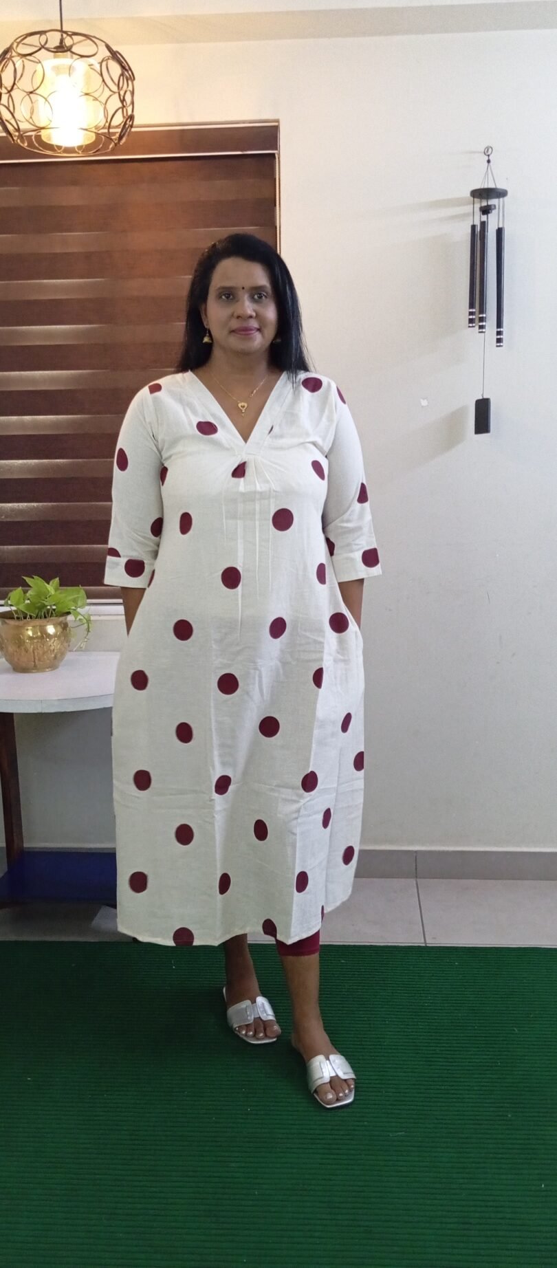 V NECK PRINTED ALINE COTTON- SAL101 - Image 2