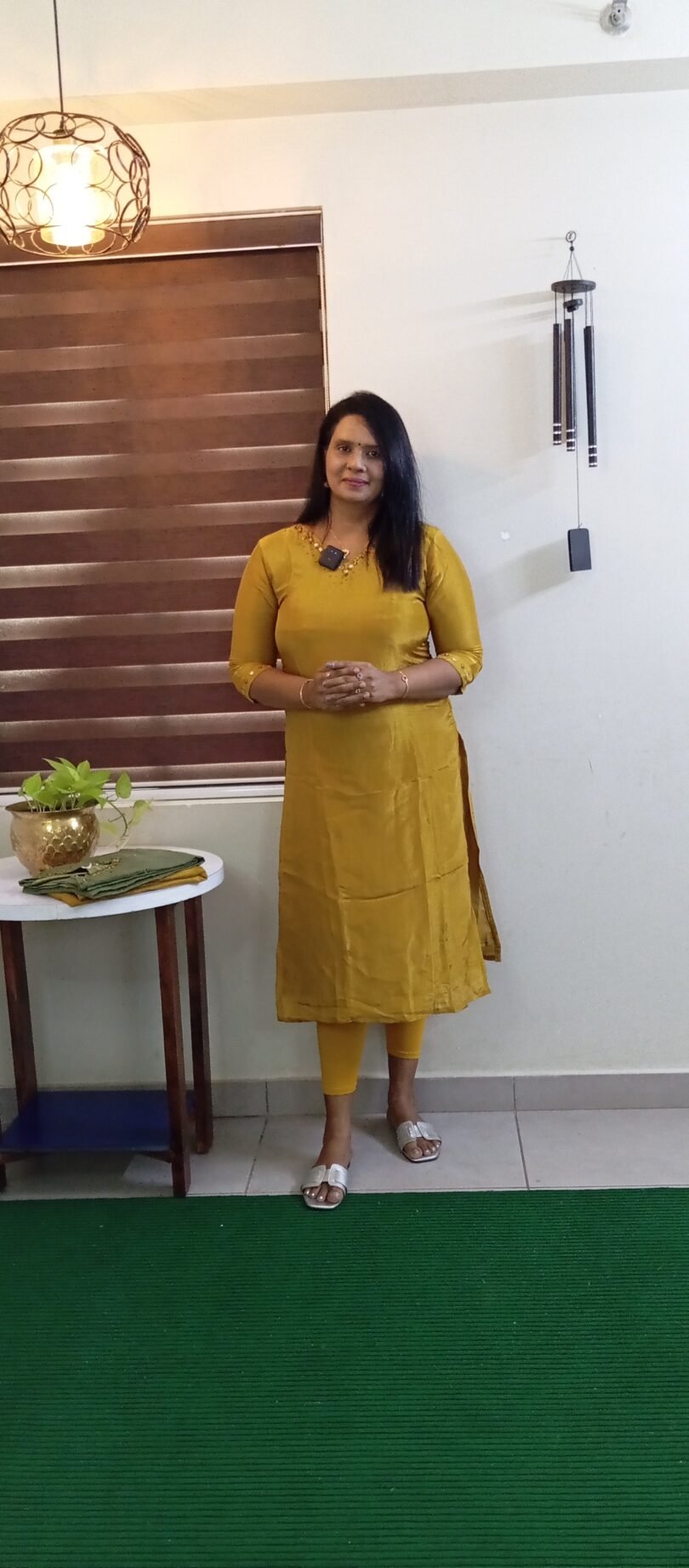 TISSUE SILK YELLOW KURTIS- SAL110