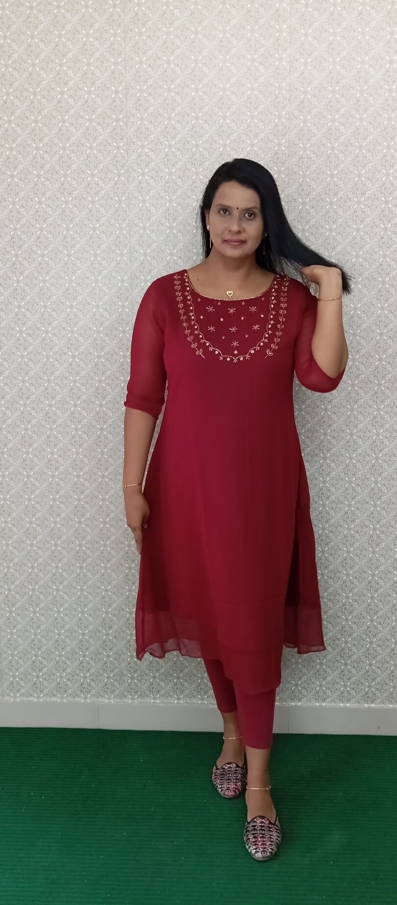 GEORGETTE MAROON HANDWORK- SAL007 - Image 5