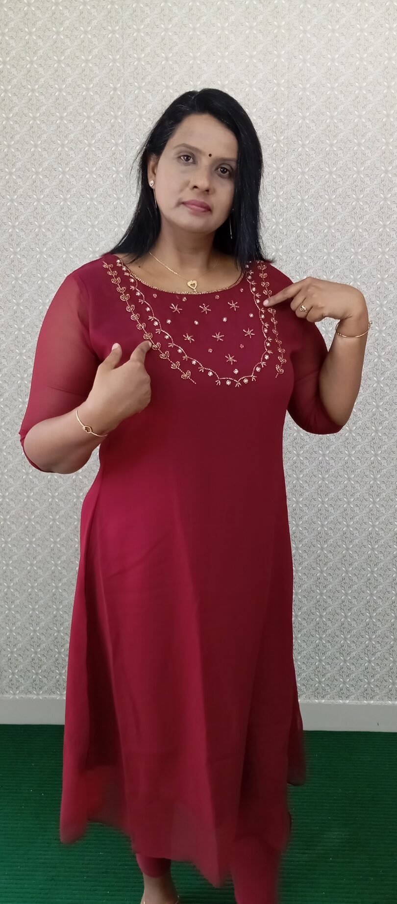 GEORGETTE MAROON HANDWORK- SAL007 - Image 4