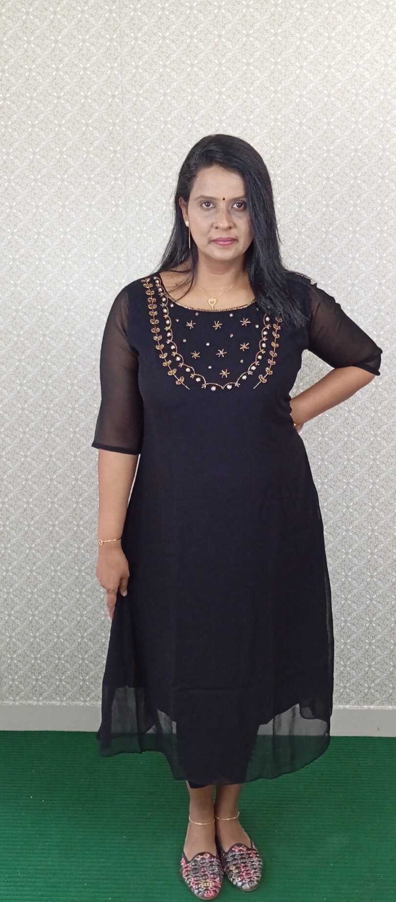 GEORGETTE BLACK HANDWORK- SAL006 - Image 3