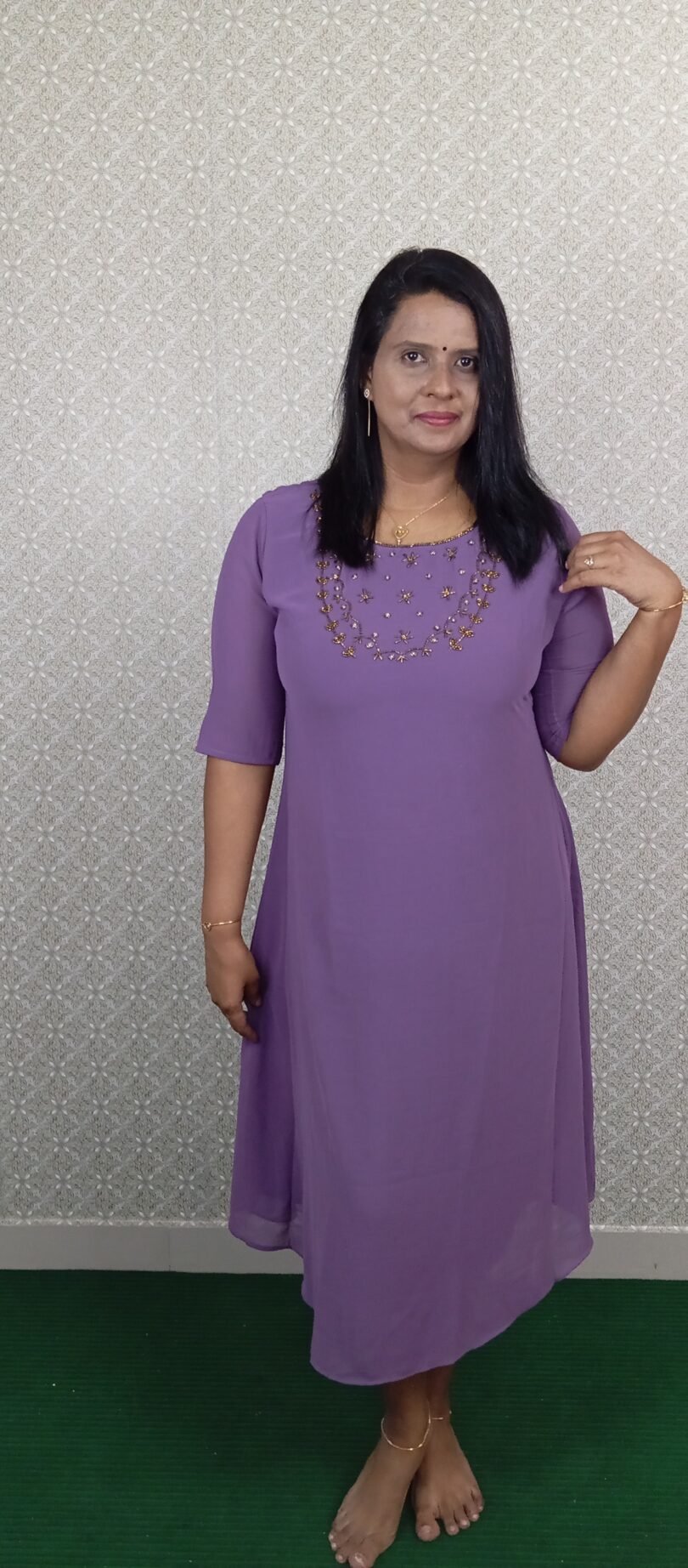 GEORGETTE VIOLET HANDWORK- SAL205 - Image 2