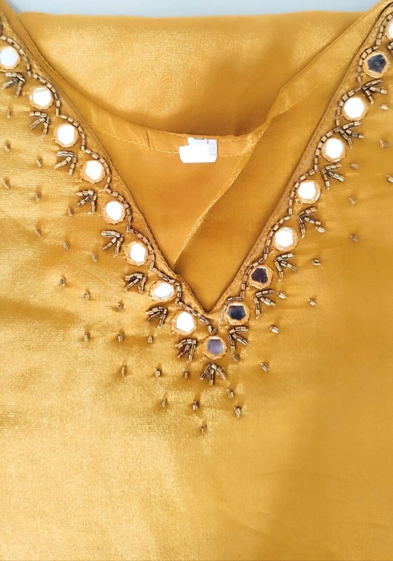 TISSUE SILK YELLOW KURTIS- SAL110 - Image 4