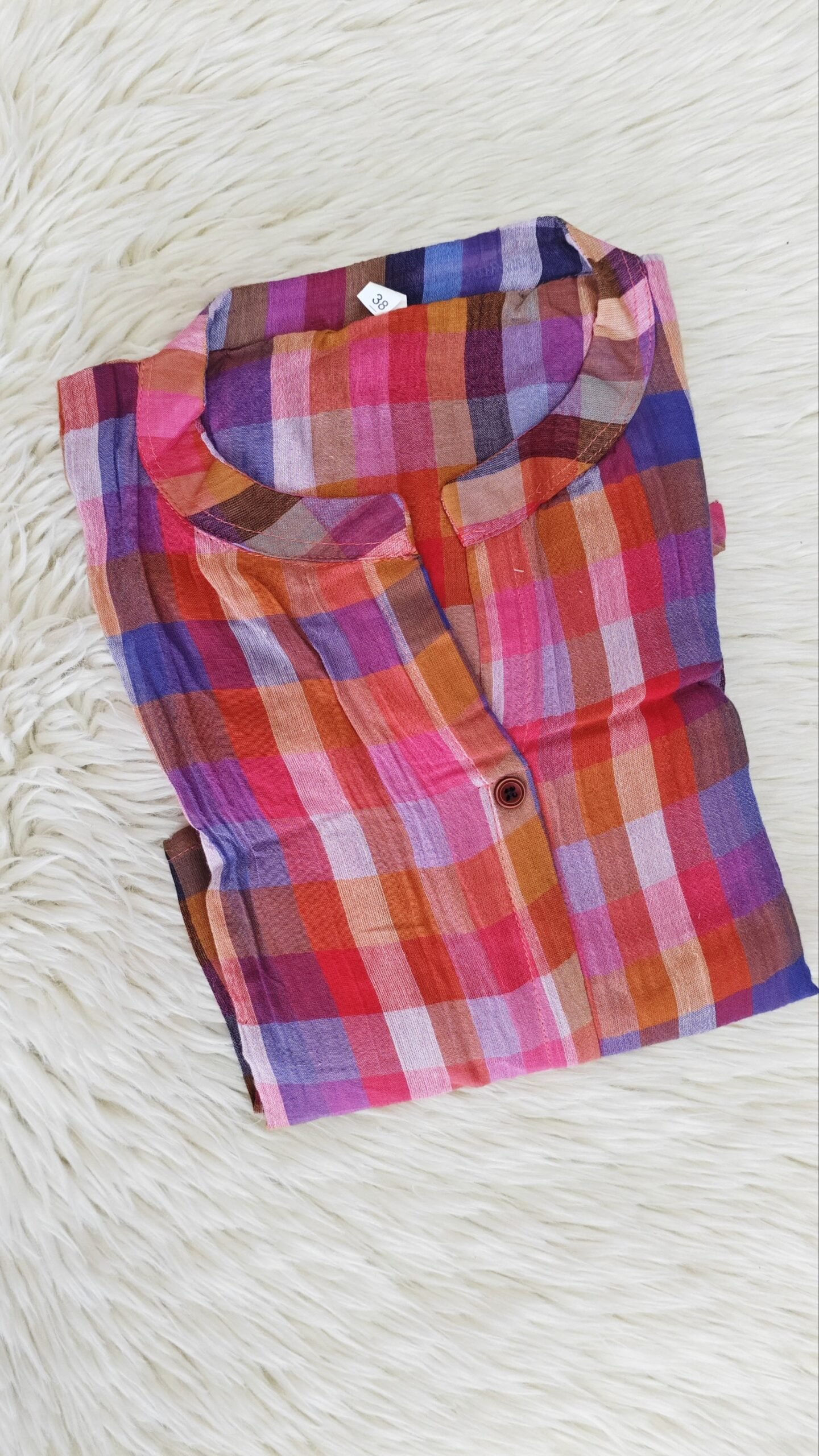 CHECKERED COTTON KURTIS ALINE WITH SIDE SLIT - SAL514 - Image 2