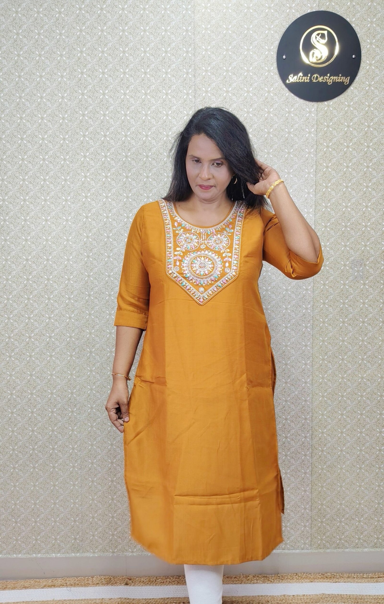 VETICAN FABRIC TURMERIC YELLOW KURTIS - SAL530 - Image 3