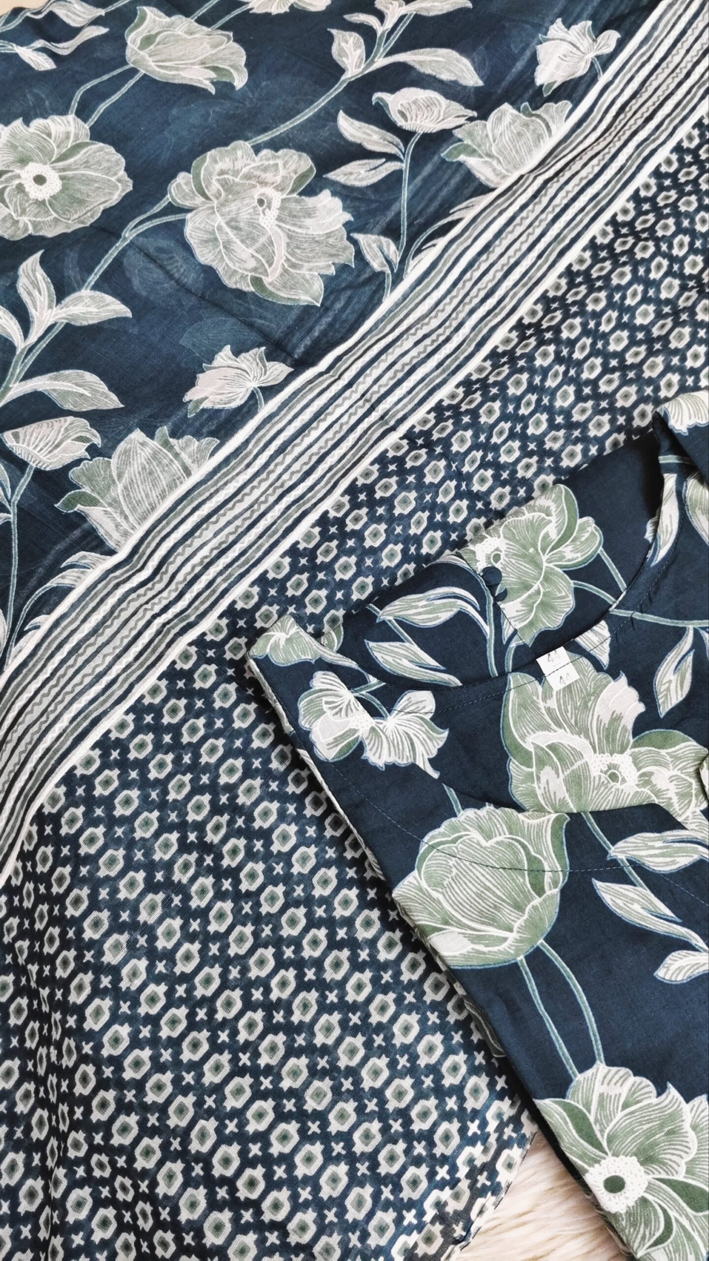 TEAL BLUE COTTON THREE PIECE SET- SAL551 - Image 3