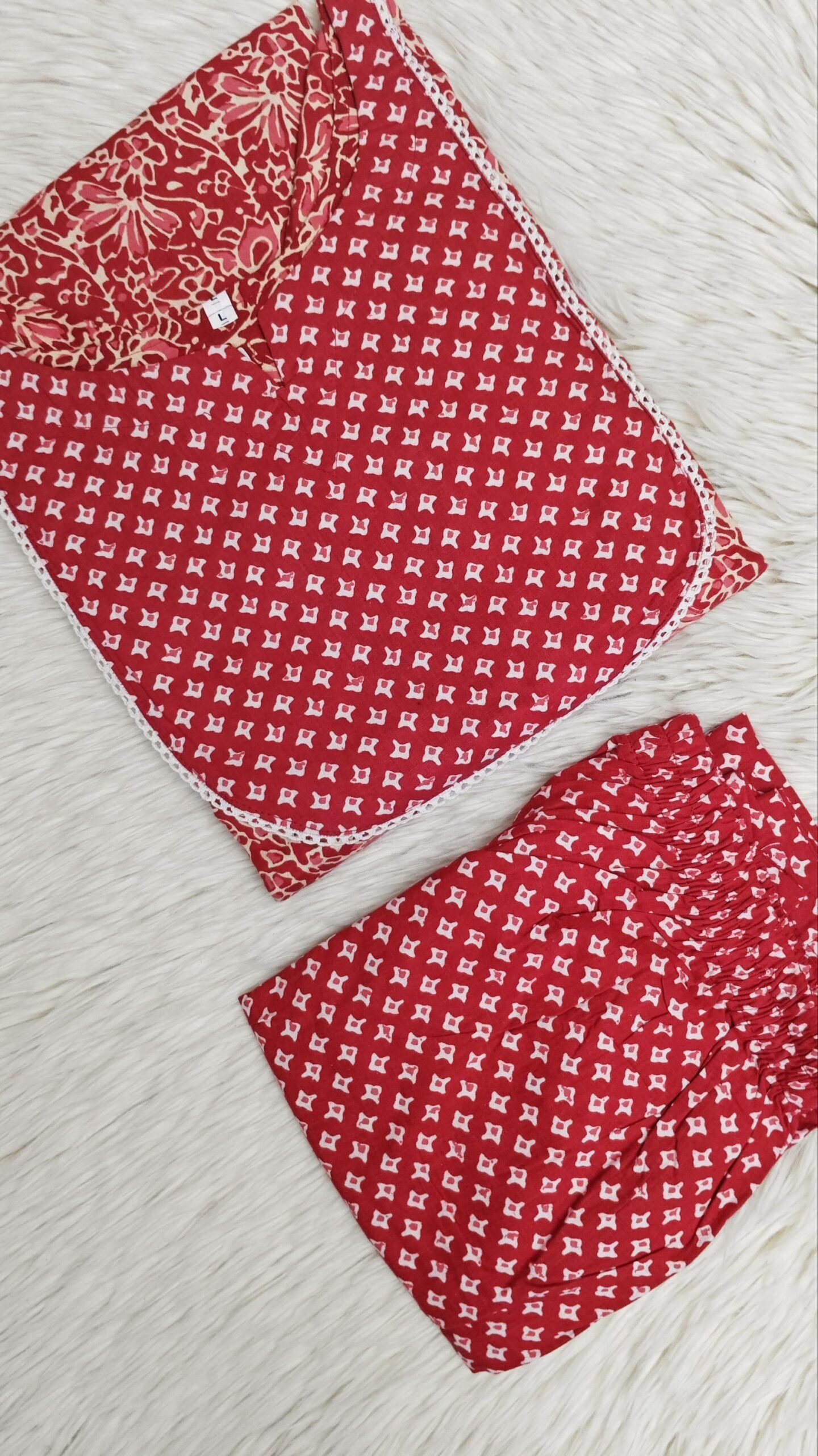 RED - COTTON TWO PIECE SET- SAL552 - Image 3