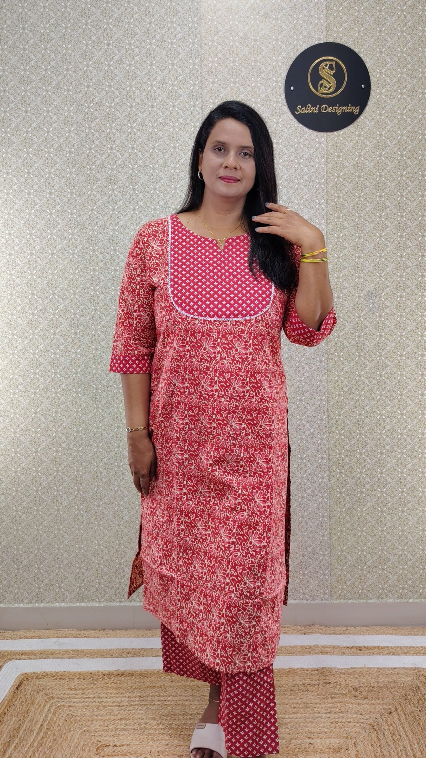 RED - COTTON TWO PIECE SET- SAL552 - Image 4