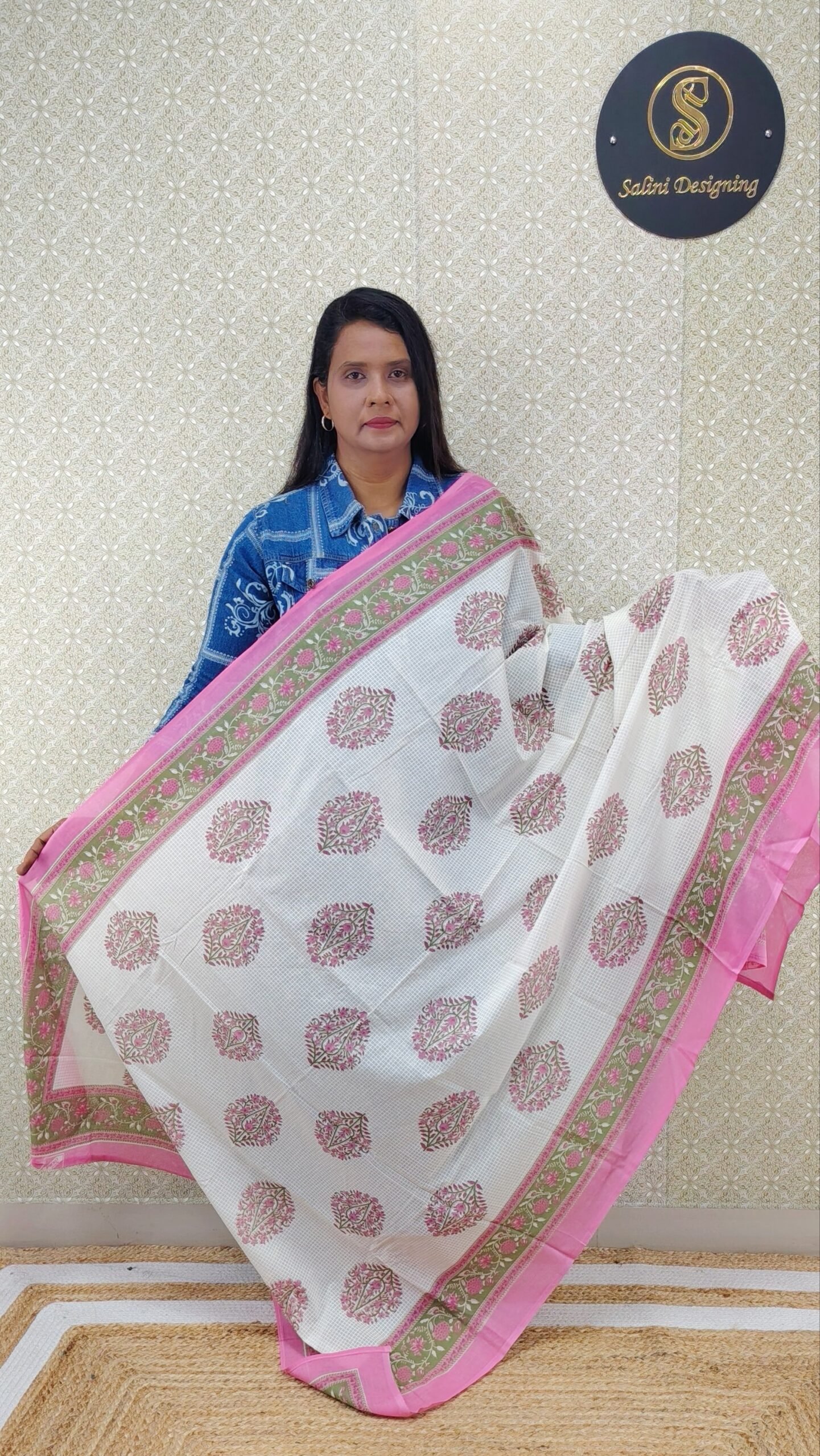 COTTON DUPATTA OFF WHITE- SAL565