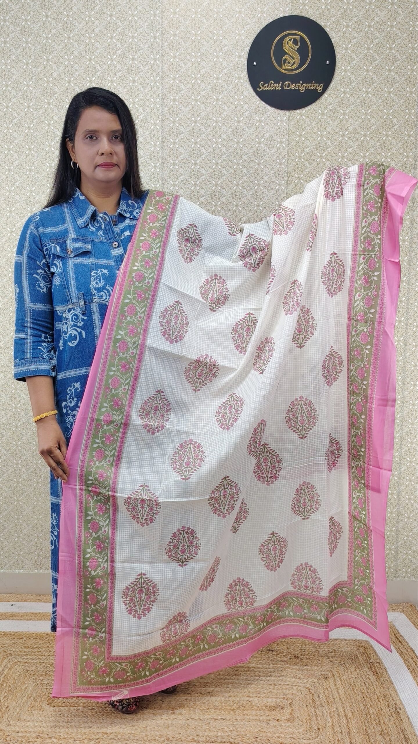 COTTON DUPATTA OFF WHITE- SAL565 - Image 2