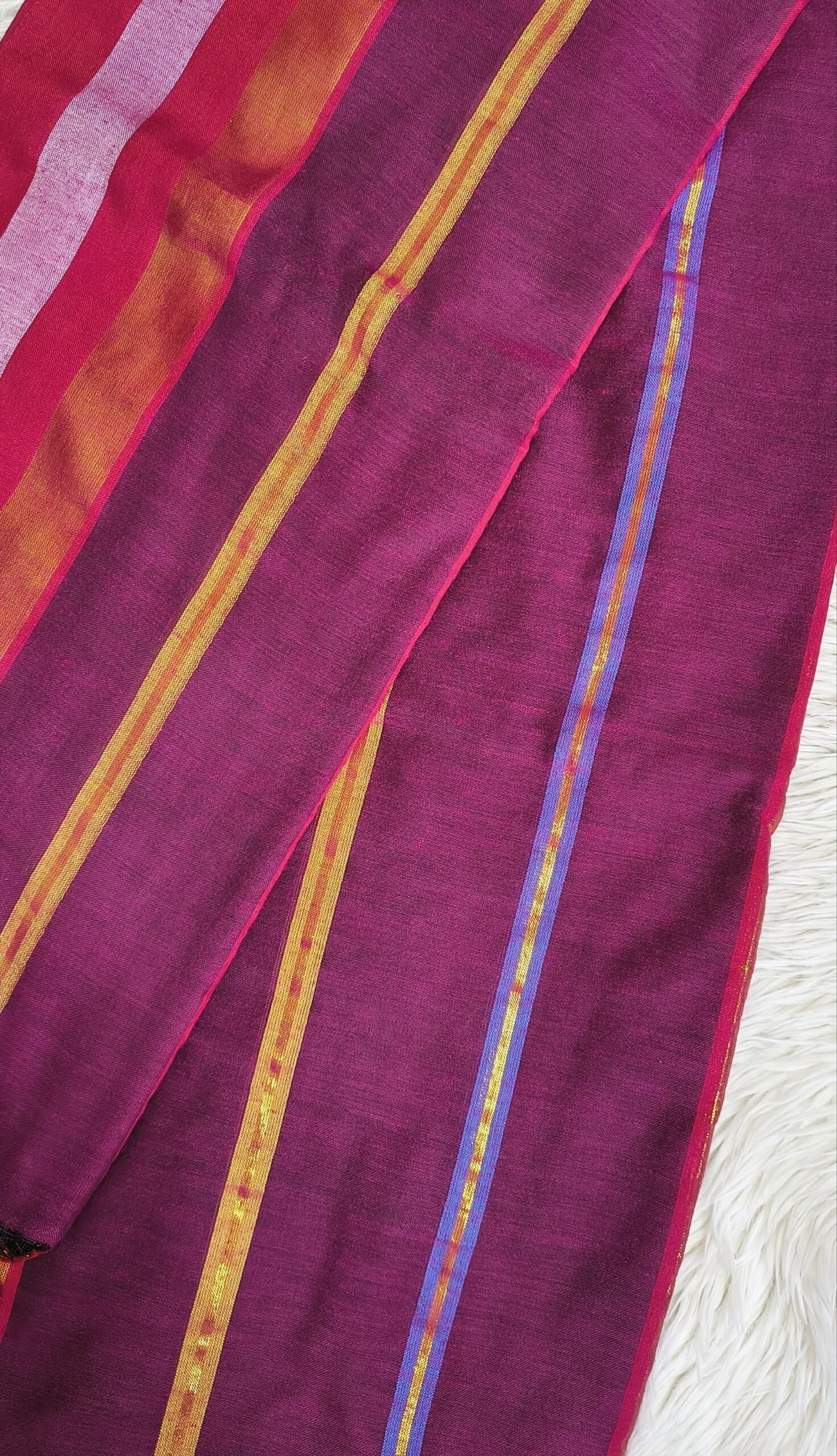 MUL COTTON SAREE WITH MULTI COLOR TASSELS- SAL602 - Image 2