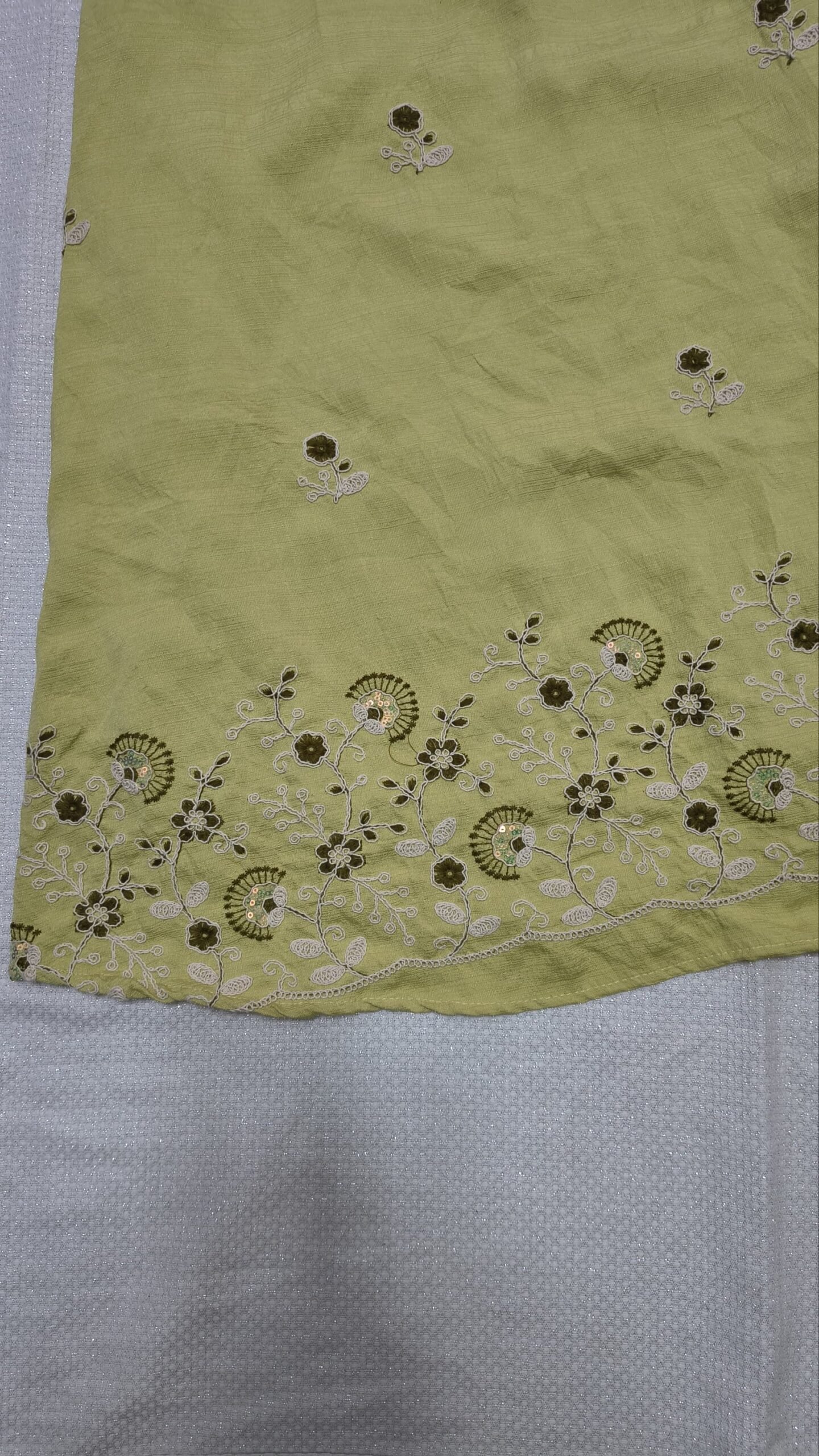 CRUSHED SILK EMBROIDERY ALINE YELLOW KURTI - SAL621 - Image 4