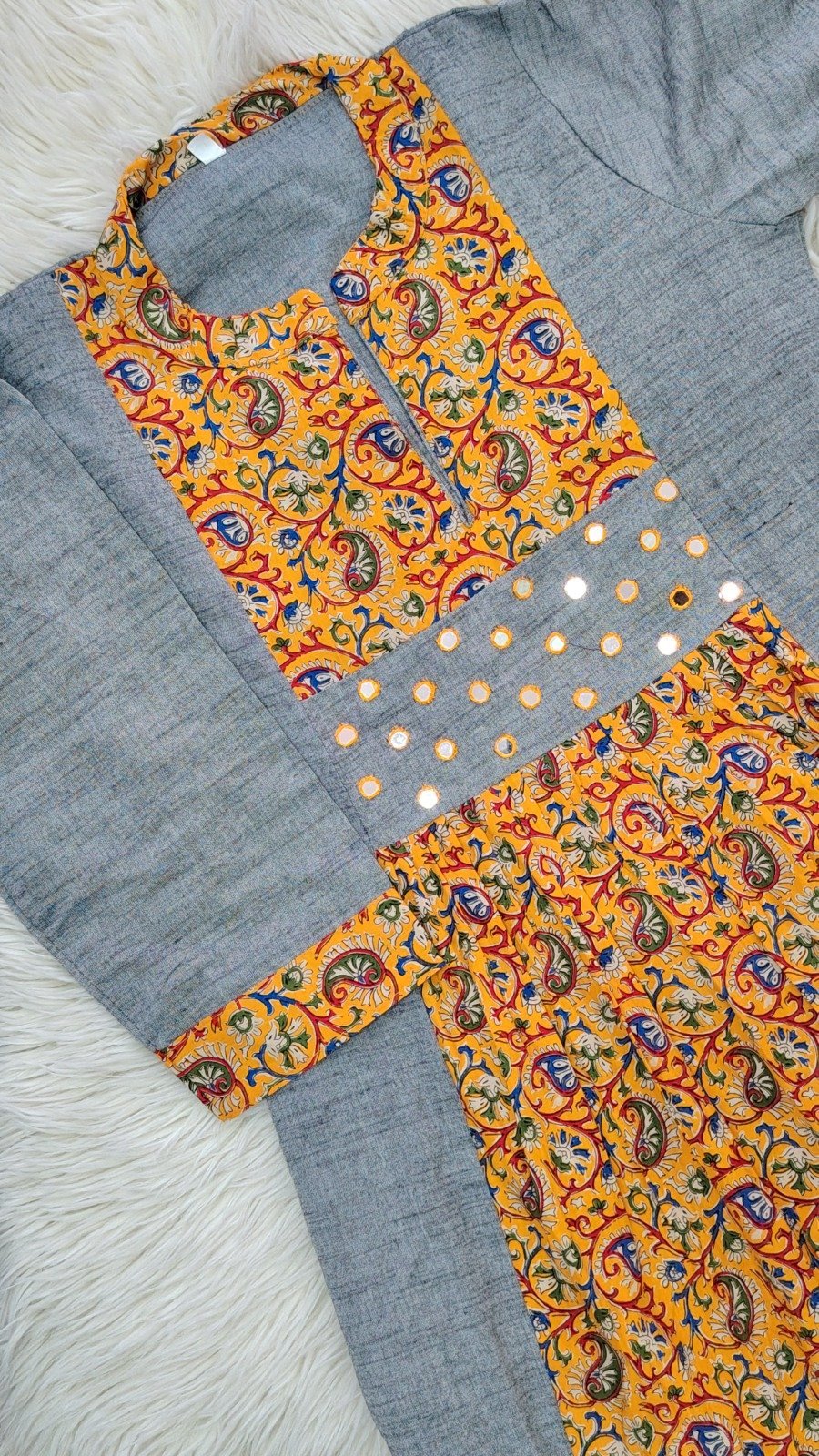 COTTON KALANKARI PATCH WORK KURTI - SAL626 - Image 4